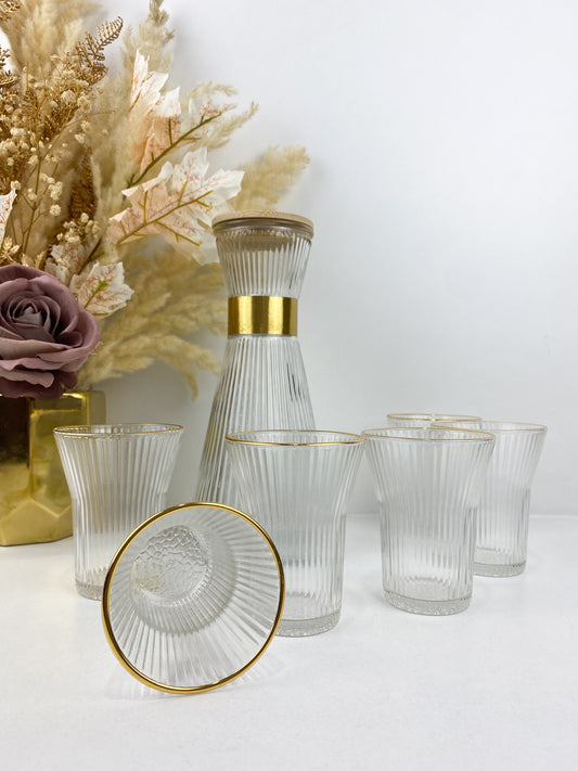 Ensemble carafe avec 6 verres transparents