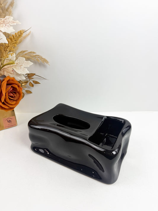 Boîte à mouchoirs en céramique rectangulaire au design moderne et épuré-Noir