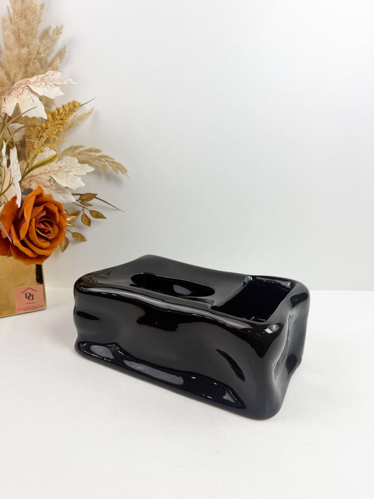 Boîte à mouchoirs en céramique rectangulaire au design moderne et épuré-Noir