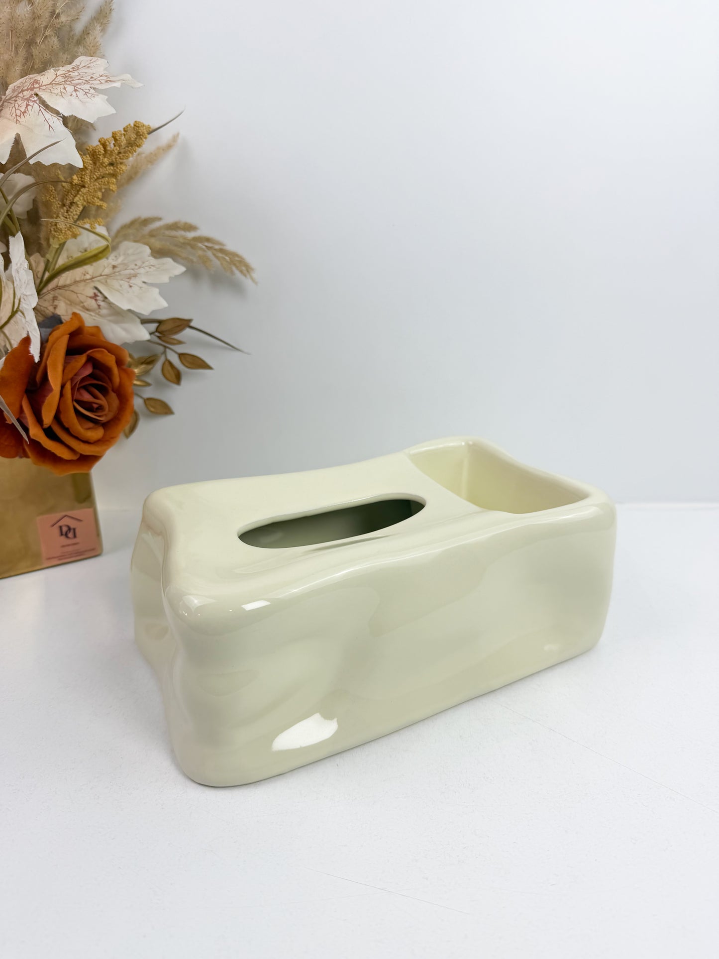 Boîte à mouchoirs en céramique rectangulaire au design moderne et épuré