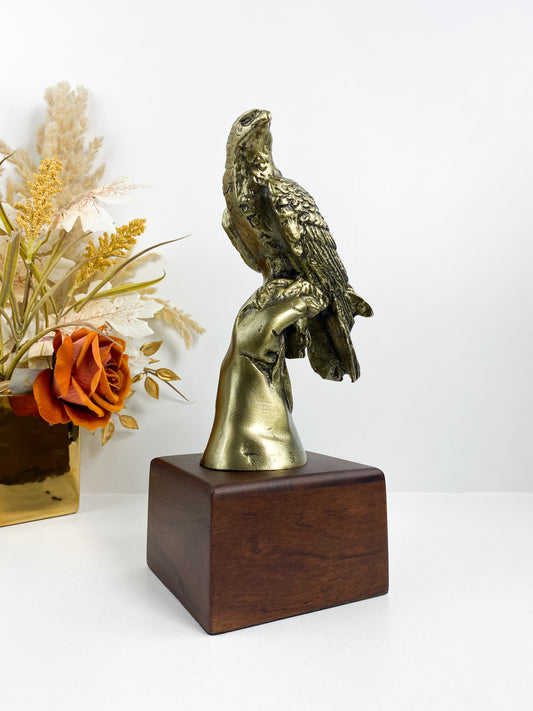 Sculpture D'aigle Volant En Laiton avec base en bois pour La Maison, Le Bureau