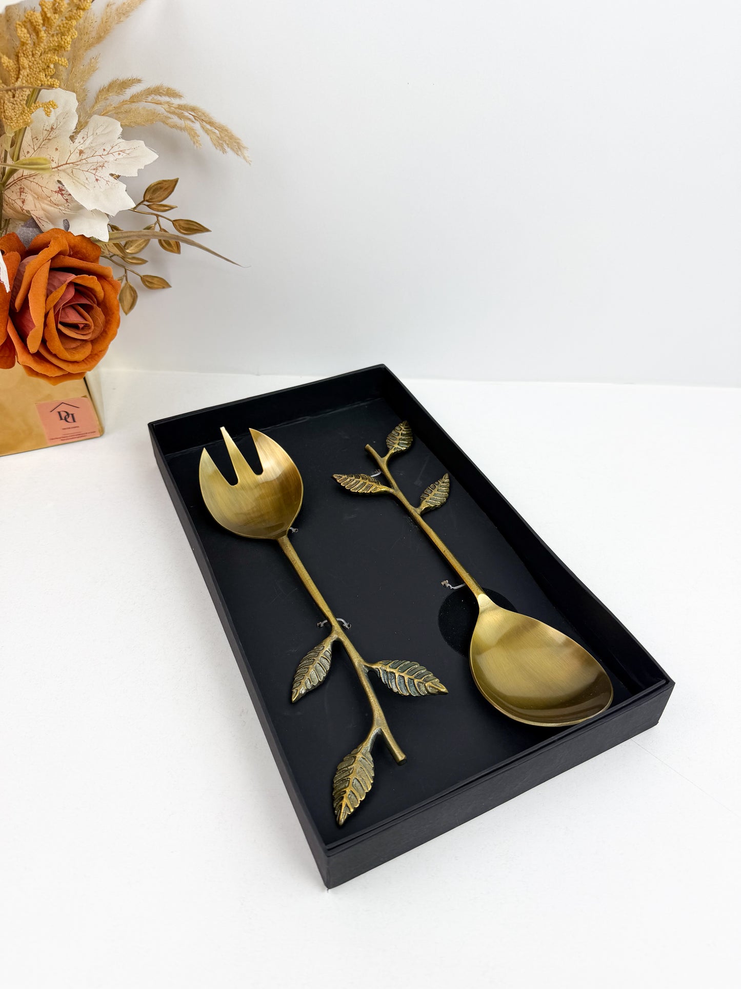 Ensemble de couverts à salade bronze