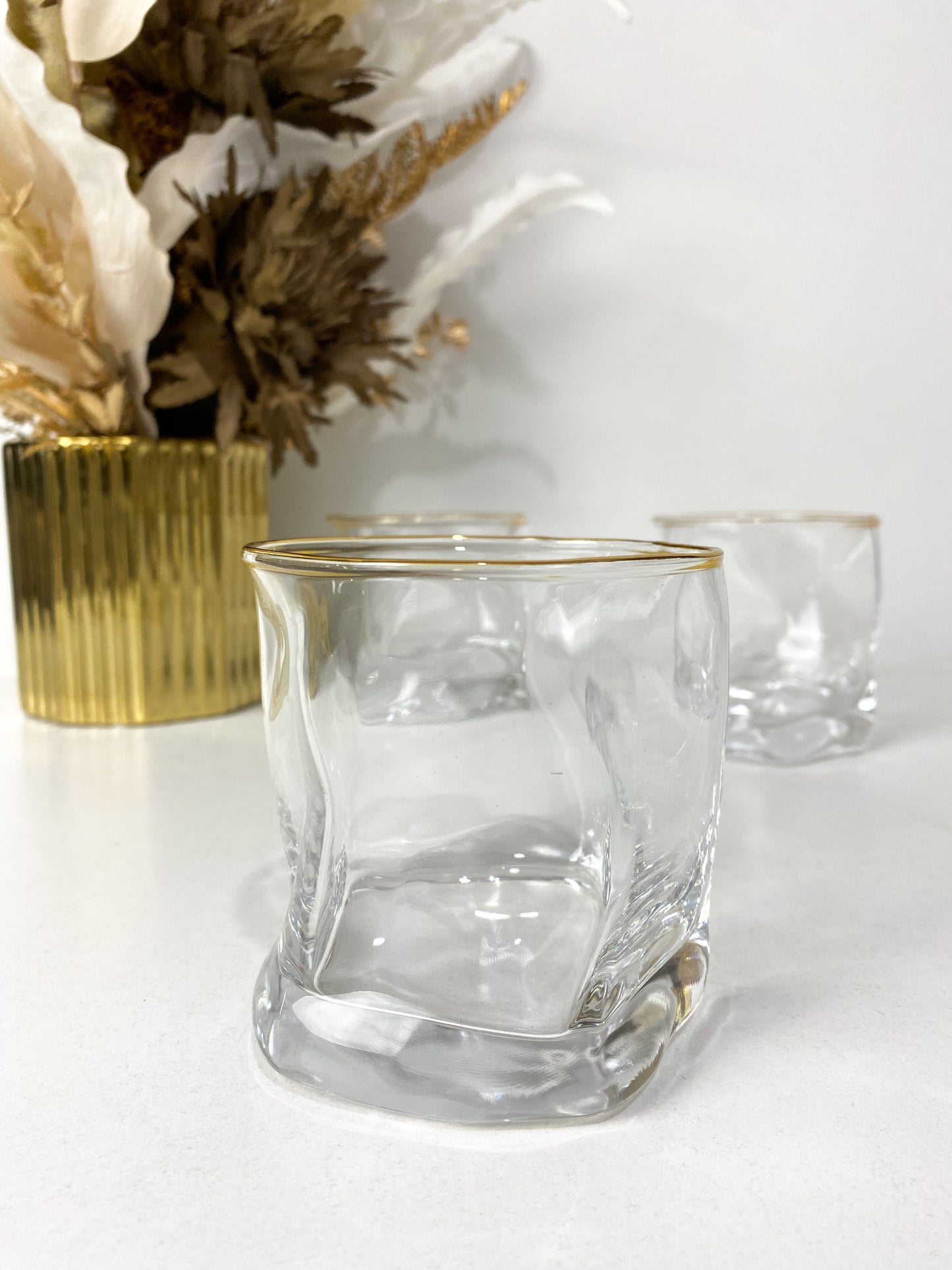 Verres – Lot de 6 Coupe en verre borosilicate à bordure dorée