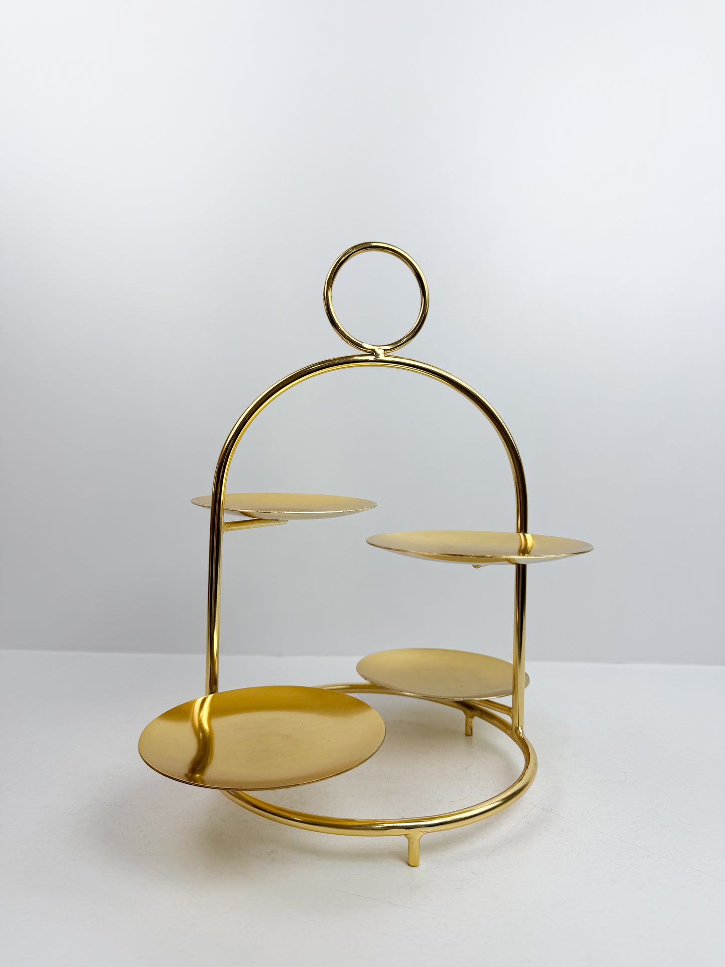 Support à gâteau en métal doré, 4 couches, plateau de rangement