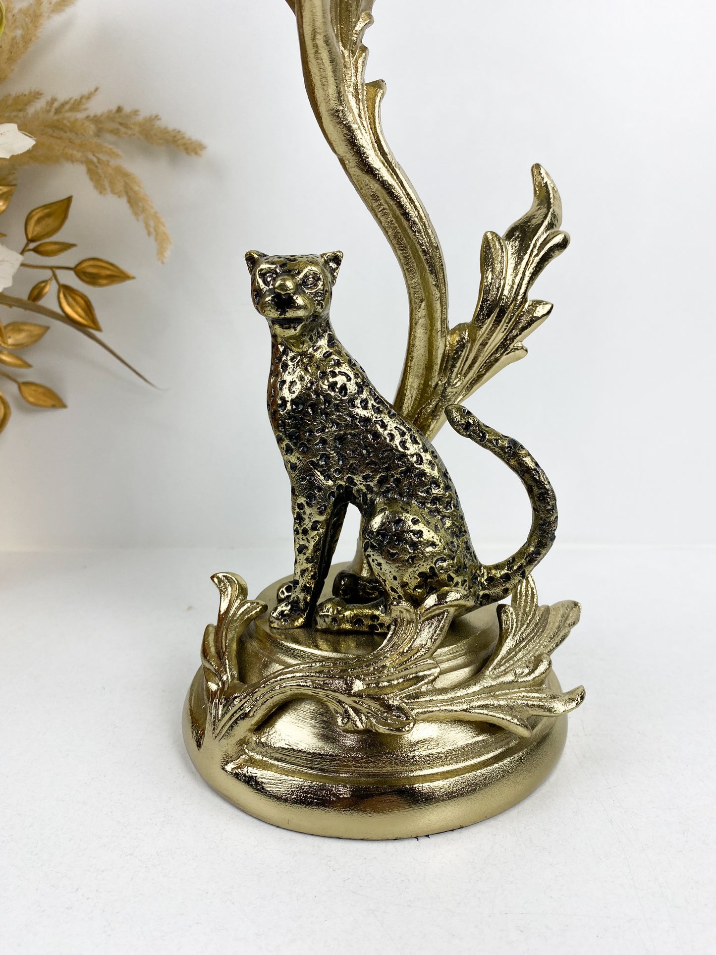 Bougeoir tigre doré en cuivre