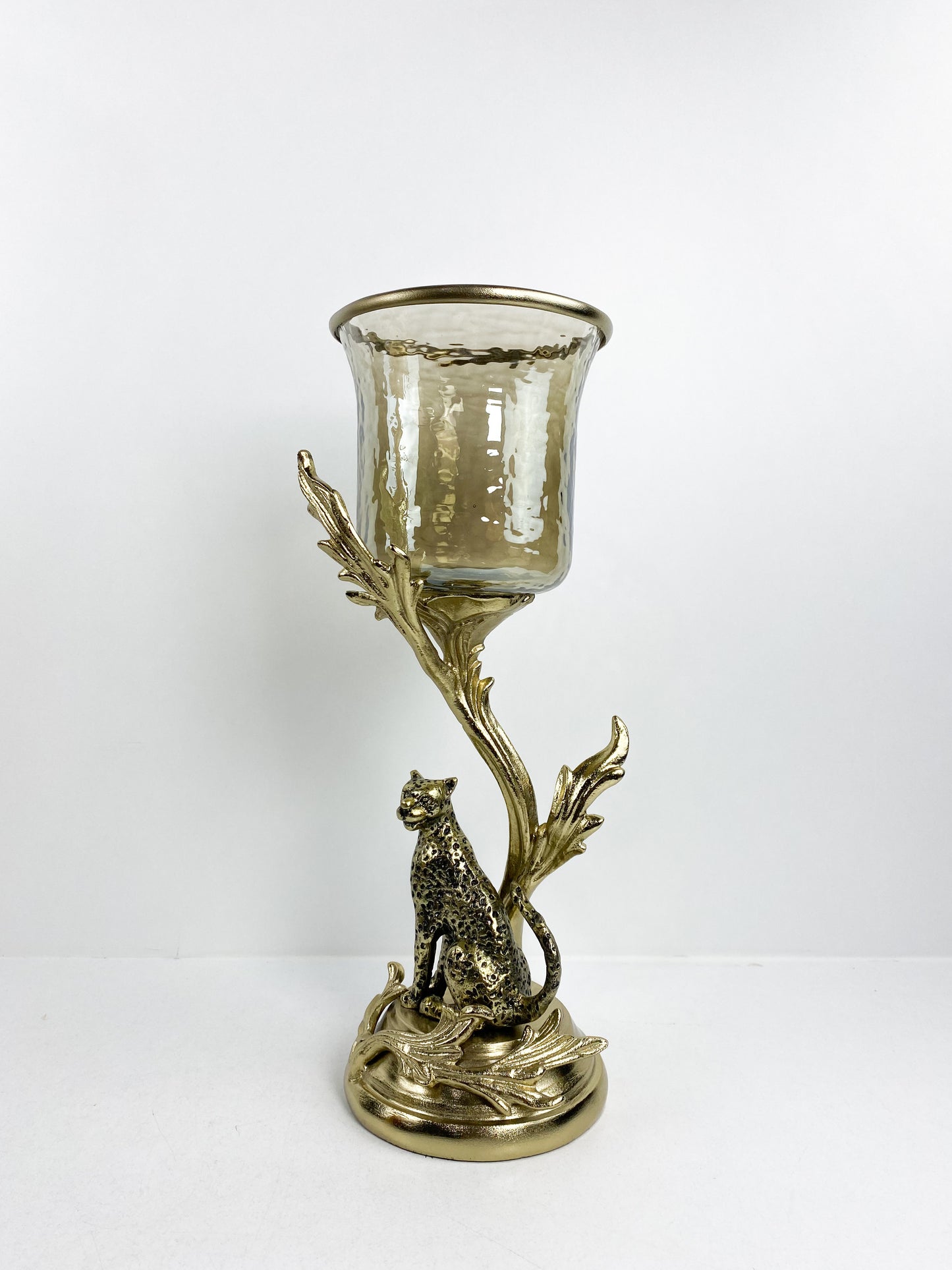 Bougeoir tigre doré en cuivre