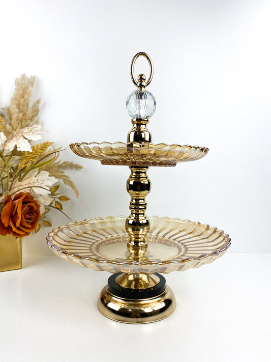 Présentoir à deux étages bronze moderne