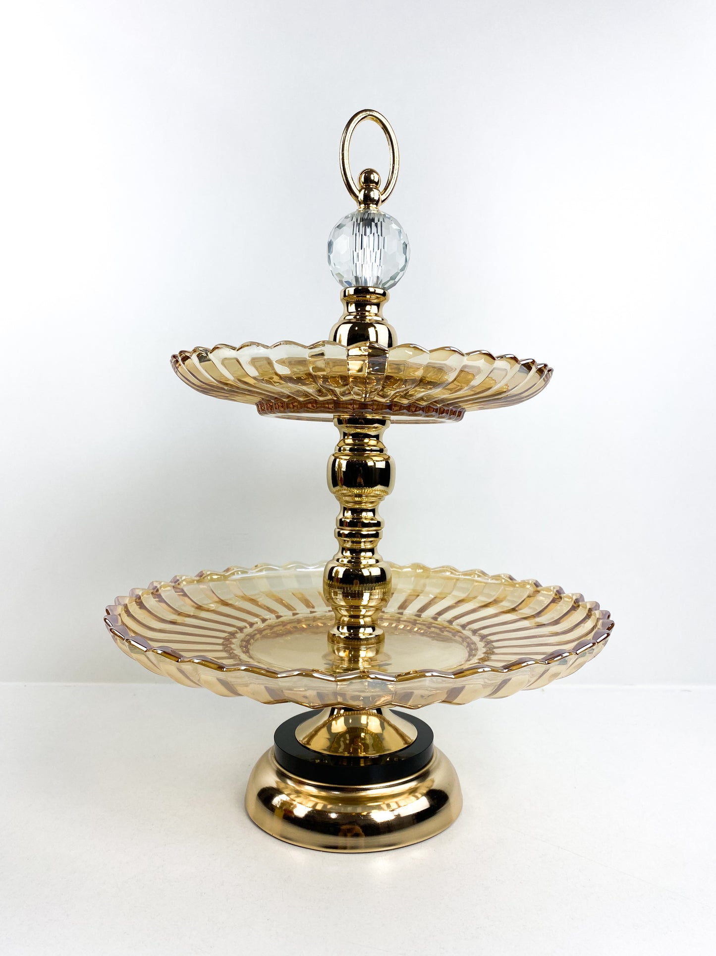 Présentoir à deux étages bronze moderne