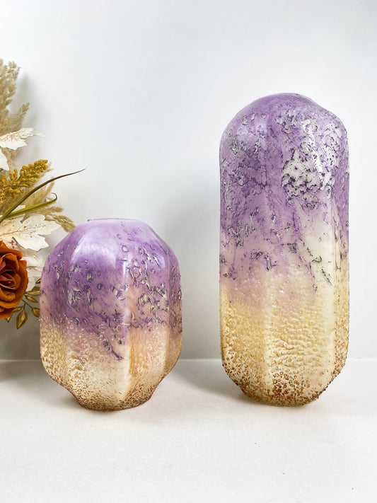 Duo vase décoration de luxe glaçure caramel violet