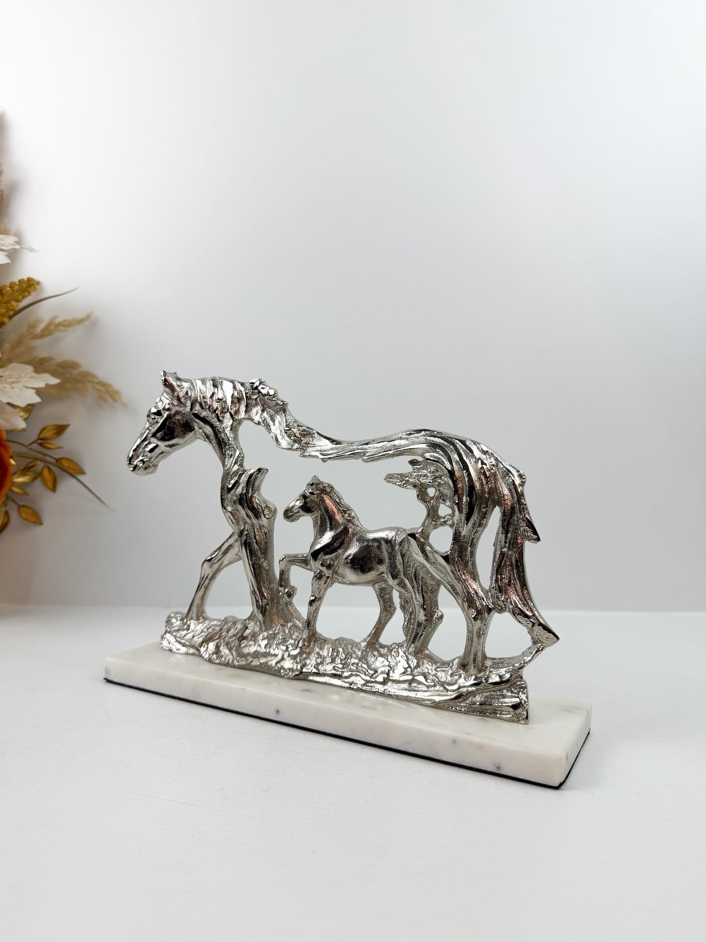 Sculpture de cheval pour table et décoration d'intérieur-Argenté