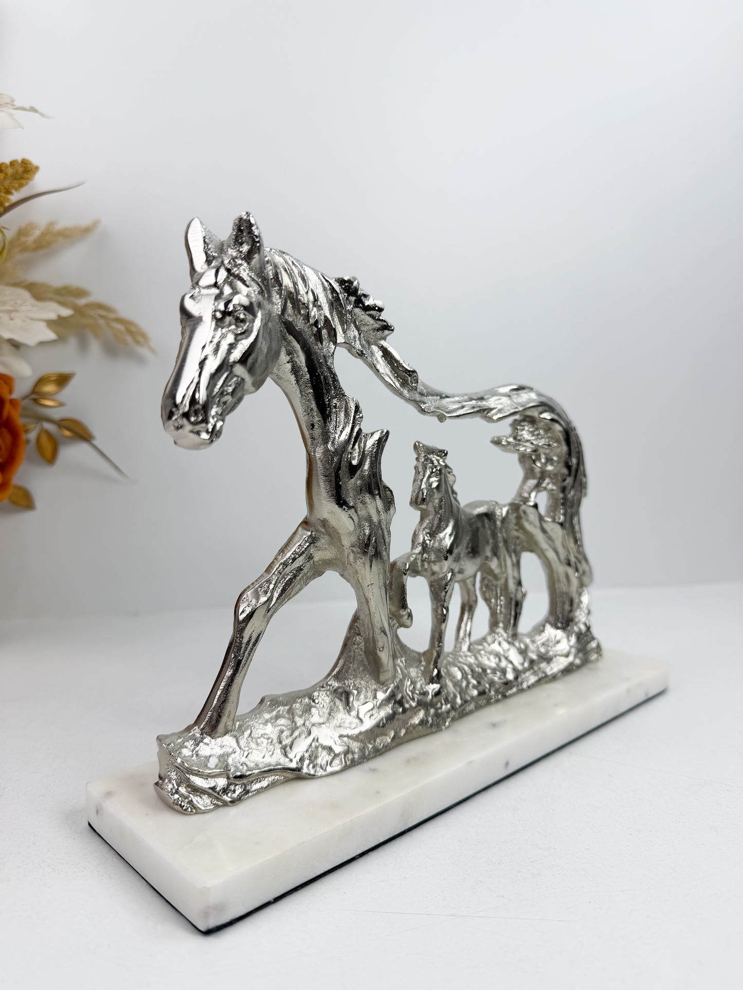 Sculpture de cheval pour table et décoration d'intérieur-Argenté