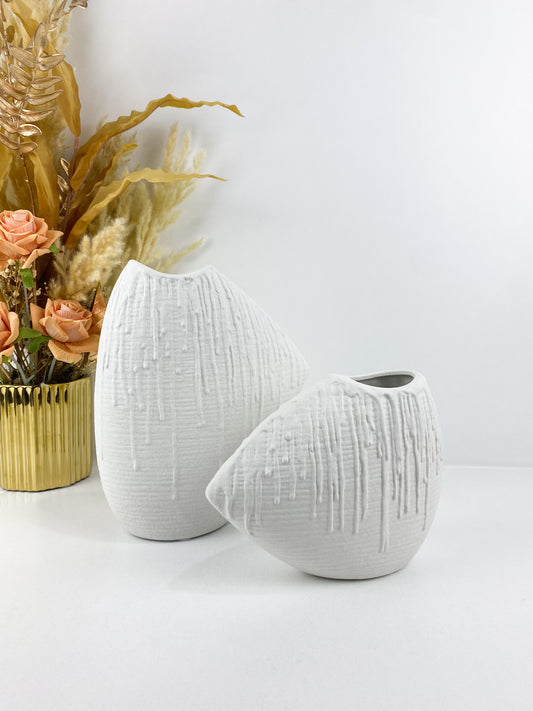 Duo vase terra en céramique blanche