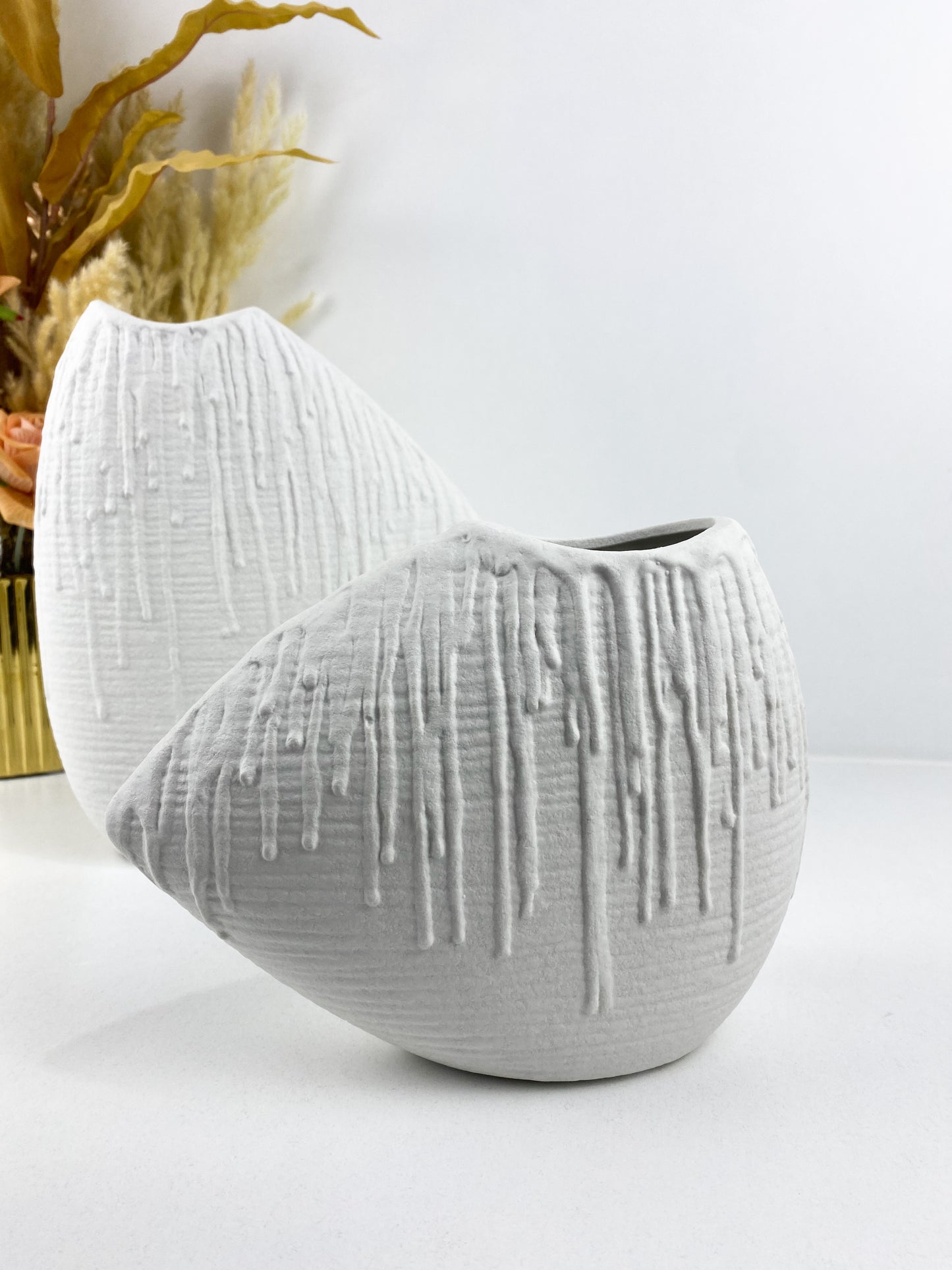 Duo vase terra en céramique blanche