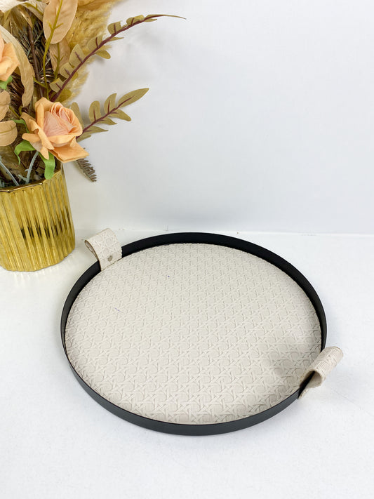 Plateau en semi cuir , plateau de rangement